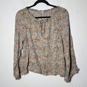 Patrons of Peace Women Floral Long Sleeve Blouse Size XSmall Boho Feminine Flowy